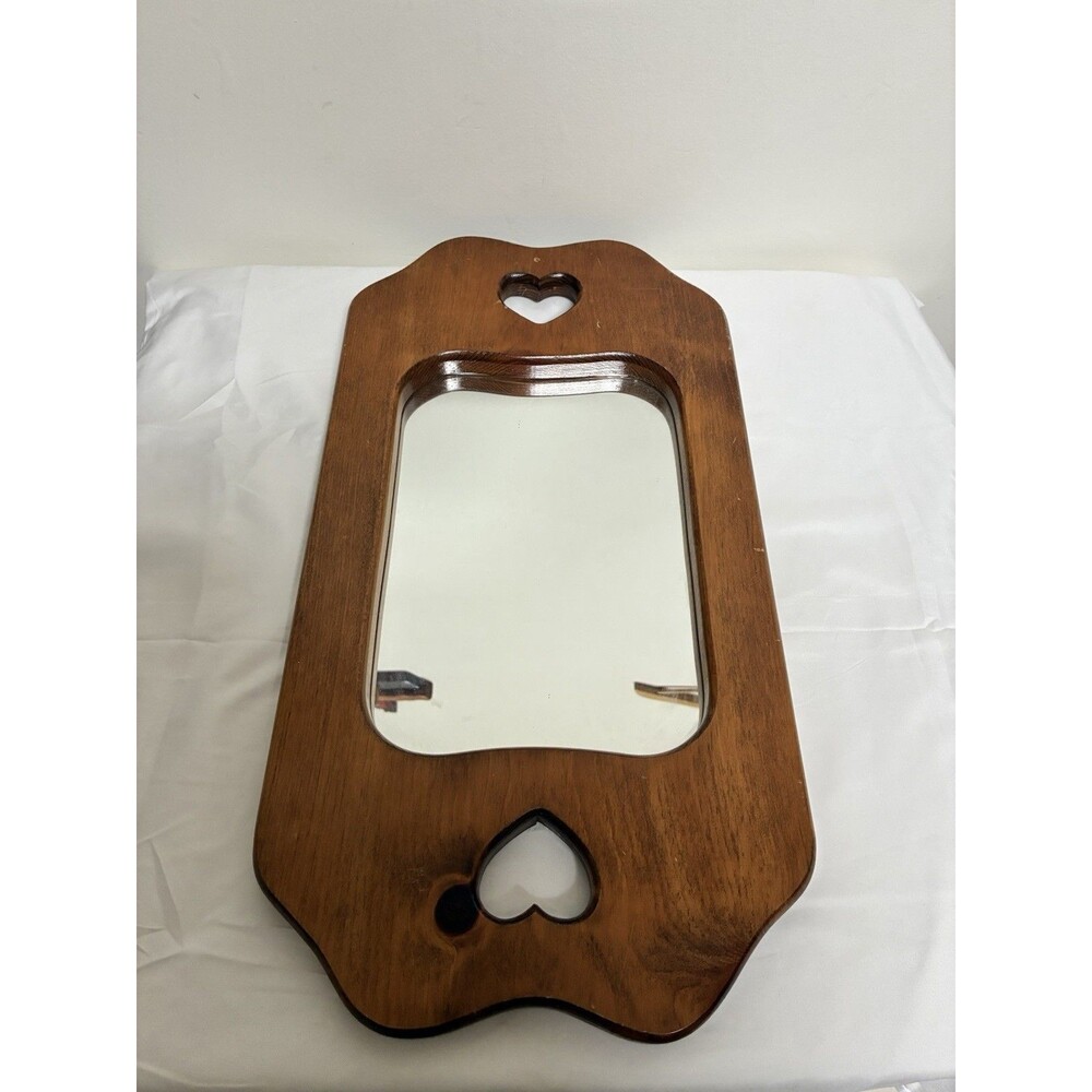 Wooden Framed Mirror With Heart Cut Outs On Top And Bottom Cottage Core Girly